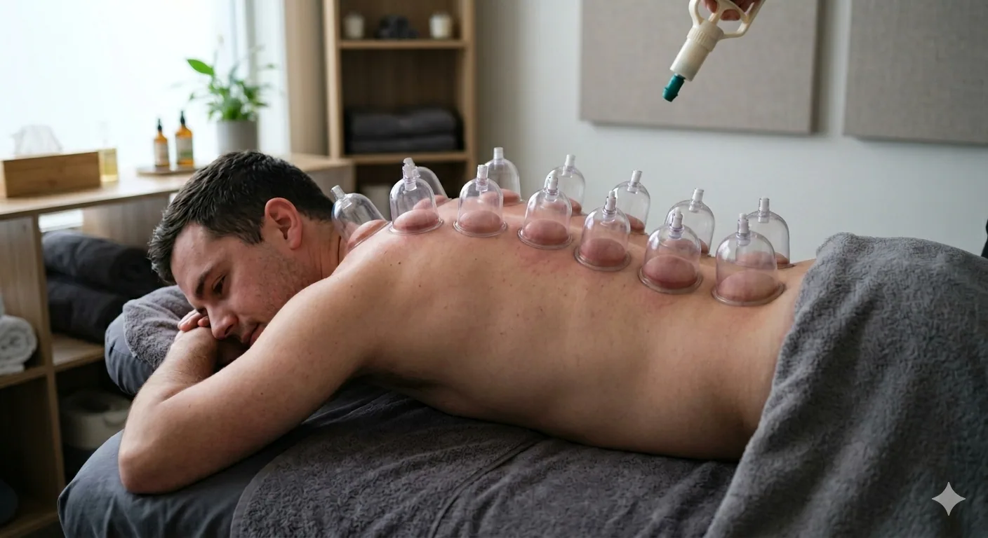 Cupping therapy applied to the back