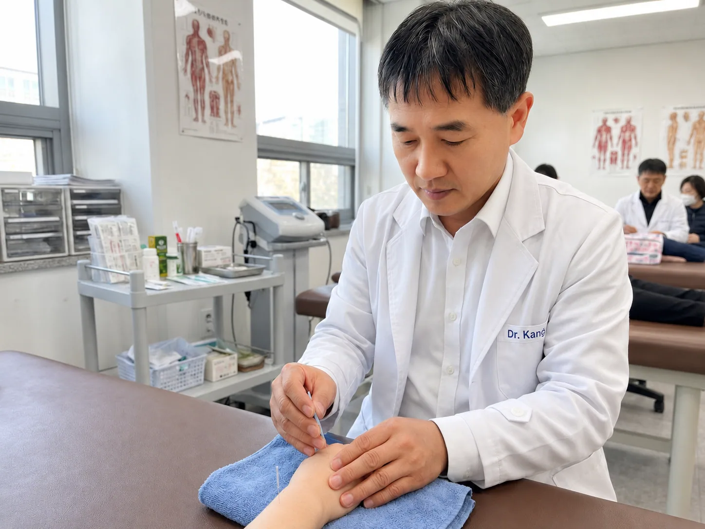 Dr. Kang providing an individualized acupuncture treatment