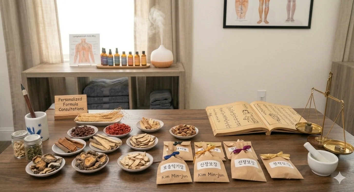 Traditional herbs arranged for a personalized prescription